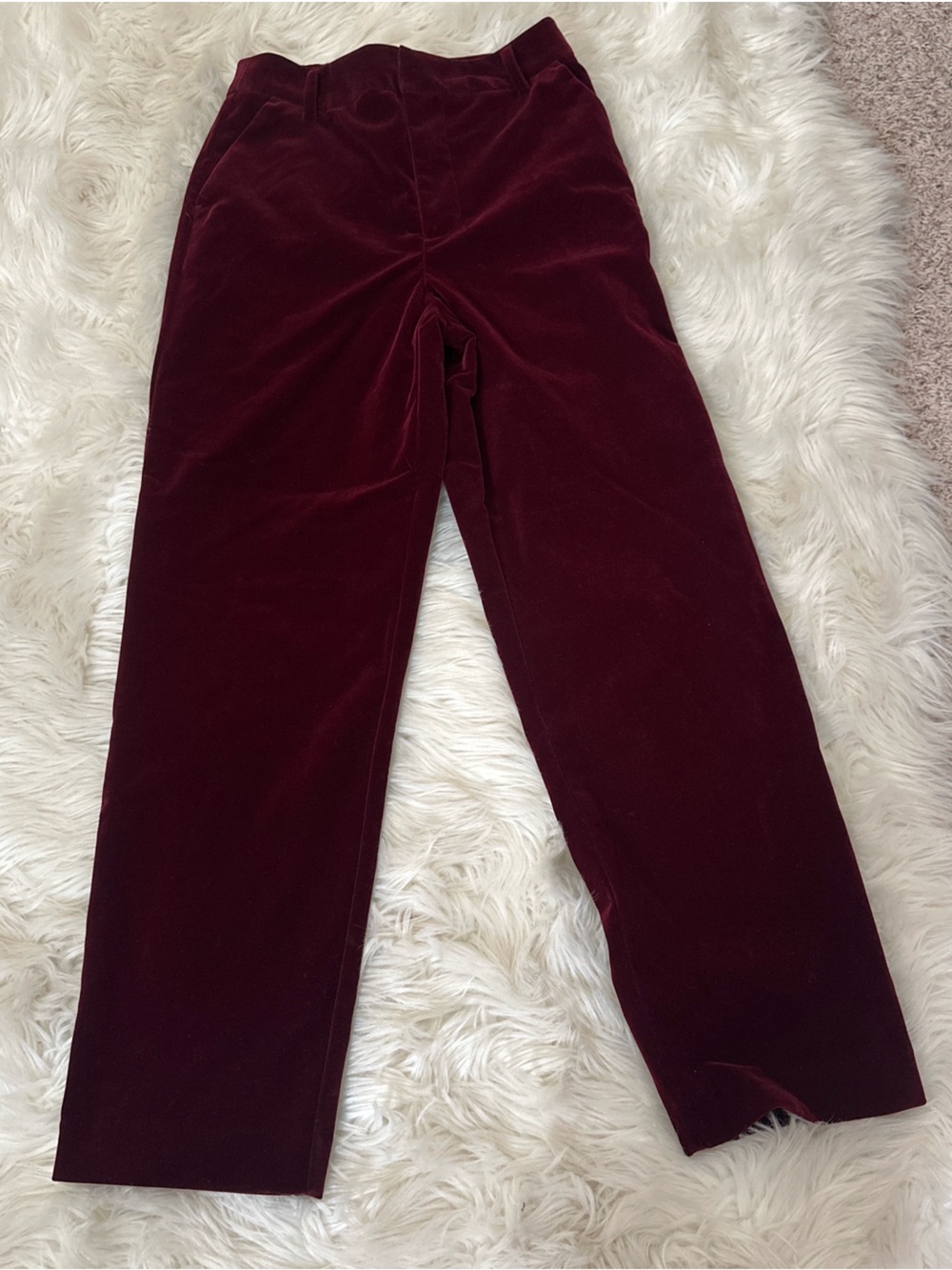 NWT a new day Burgundy Velvet Straight-Leg Pants